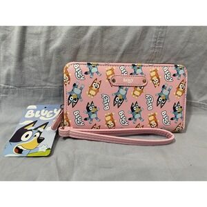 NEW Adorable Walt Disney Ludo Bluey Pink Wristlet Clutch - Bluey & Bingo